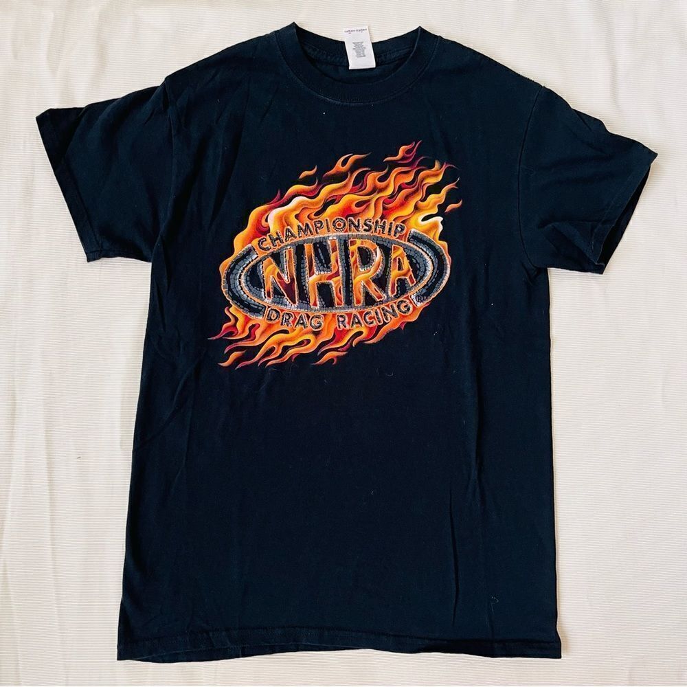NHRA Championship Drag Racing Tshirt Unisex Black Fire Car Motor Sport Small S